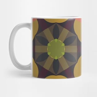 Retro Mandala Flower Pink Yellow and Green Mug